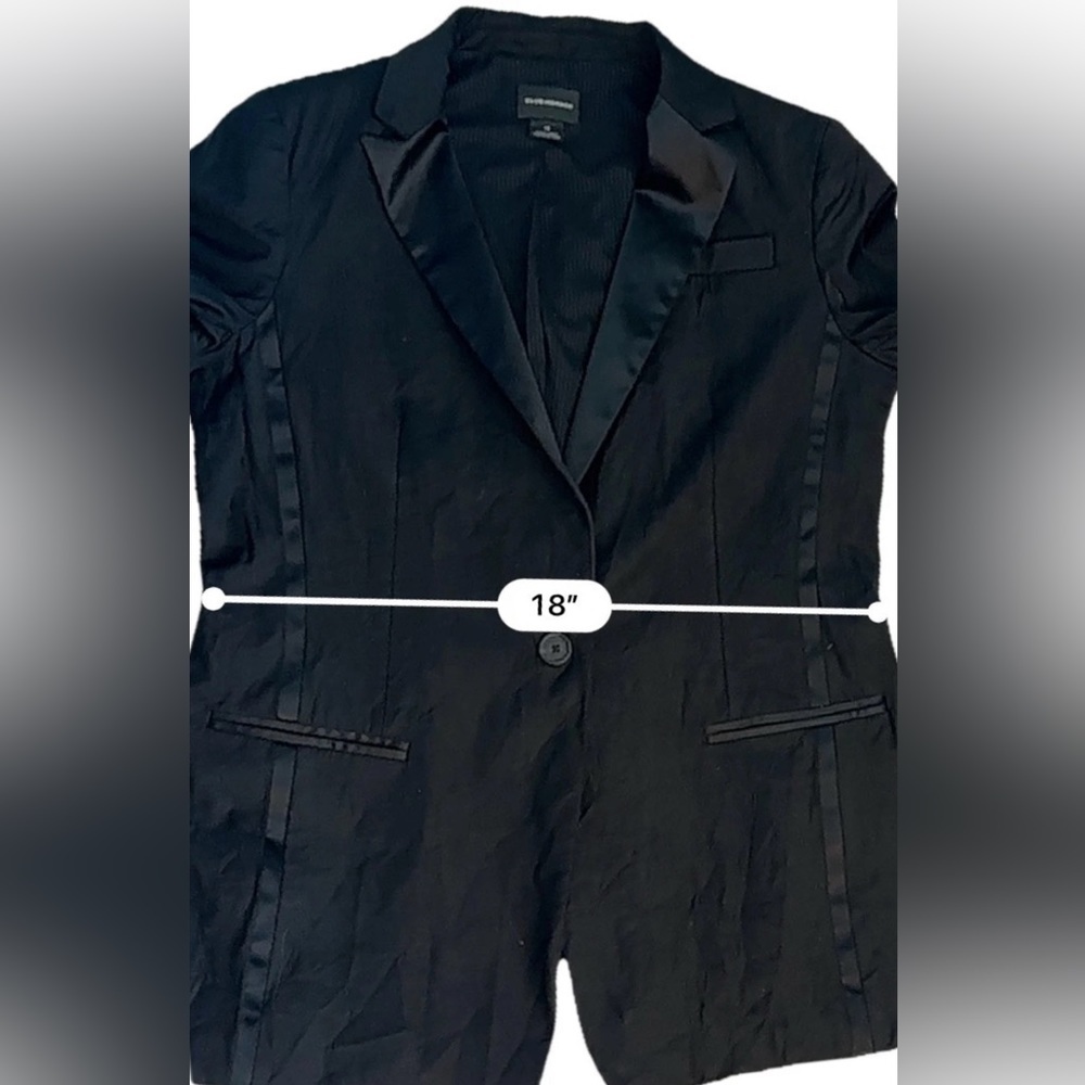 Club Monaco Blazer Womens Size 12 Black Wool Accent Darts Collar Single Button - Picture 16 of 16